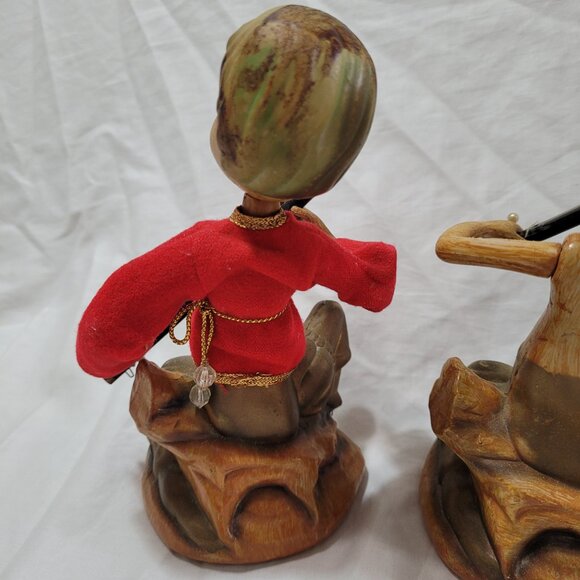 Tilso Pixie Elves Musicians Vintage Figurines MCM 60s Golden Fantasy 7" Set of 2 - Picture 5 of 16